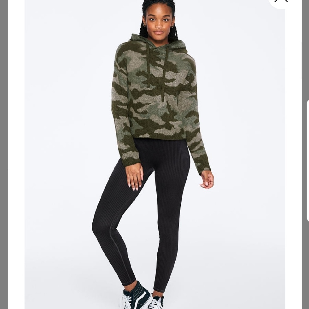 💝NEW PINK CAMO BOYFRIEND RIBBED PULLOVER SWEATER